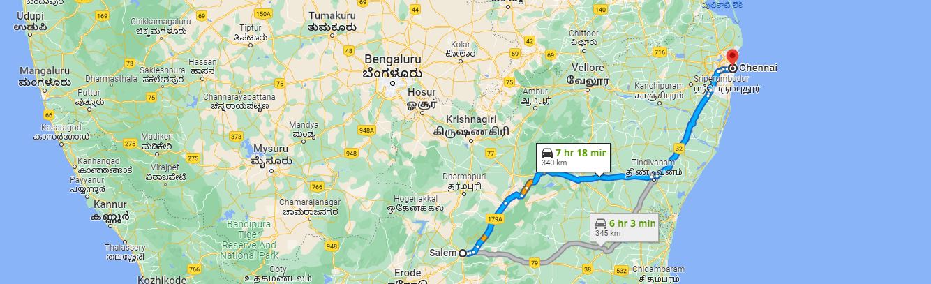 salem to chennai route map